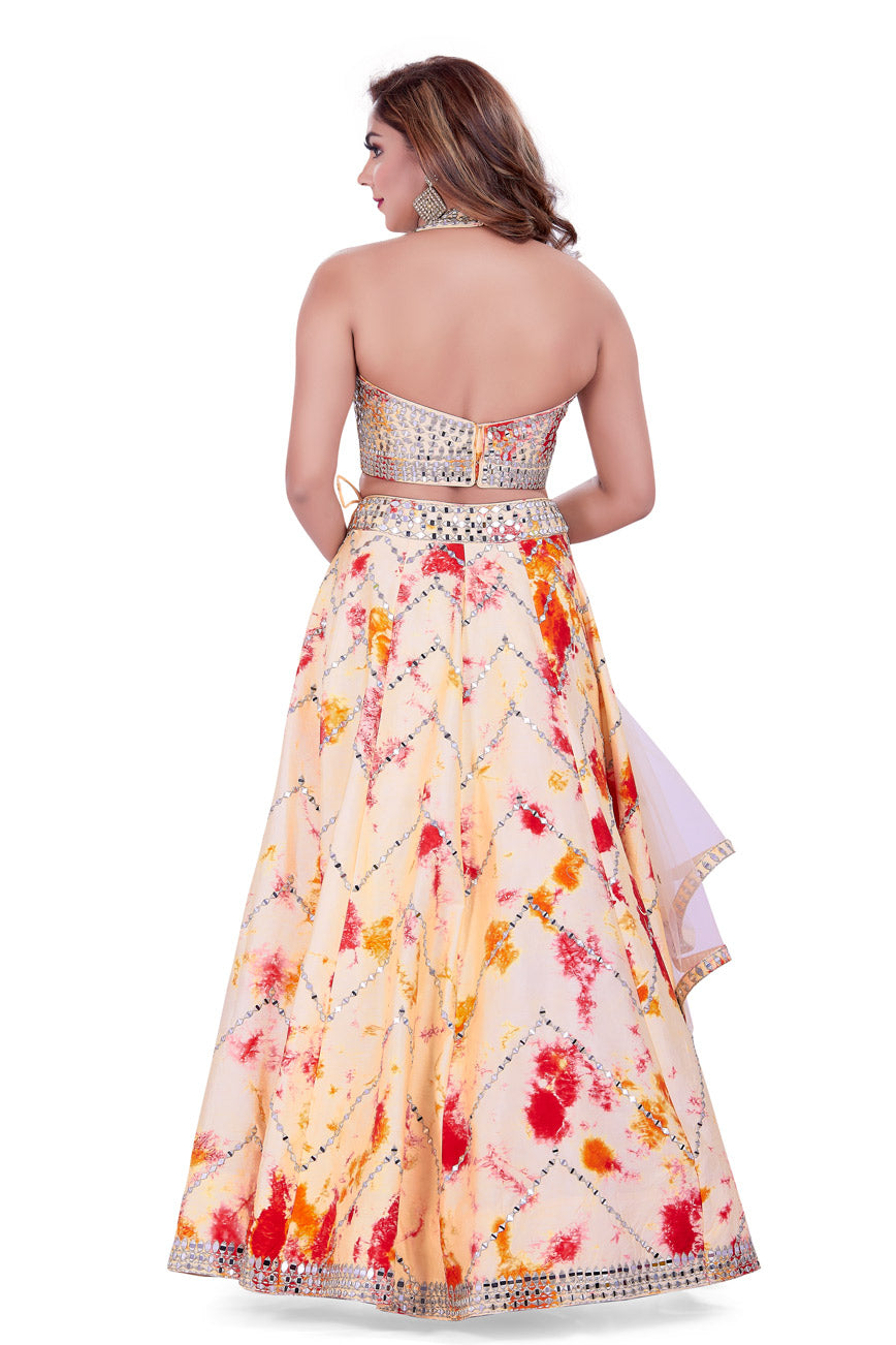 Buy Cream Tulle Embroidered Floral Sweetheart Neck Bridal Lehenga Set For  Women by Nitika Gujral Online at Aza Fashions.