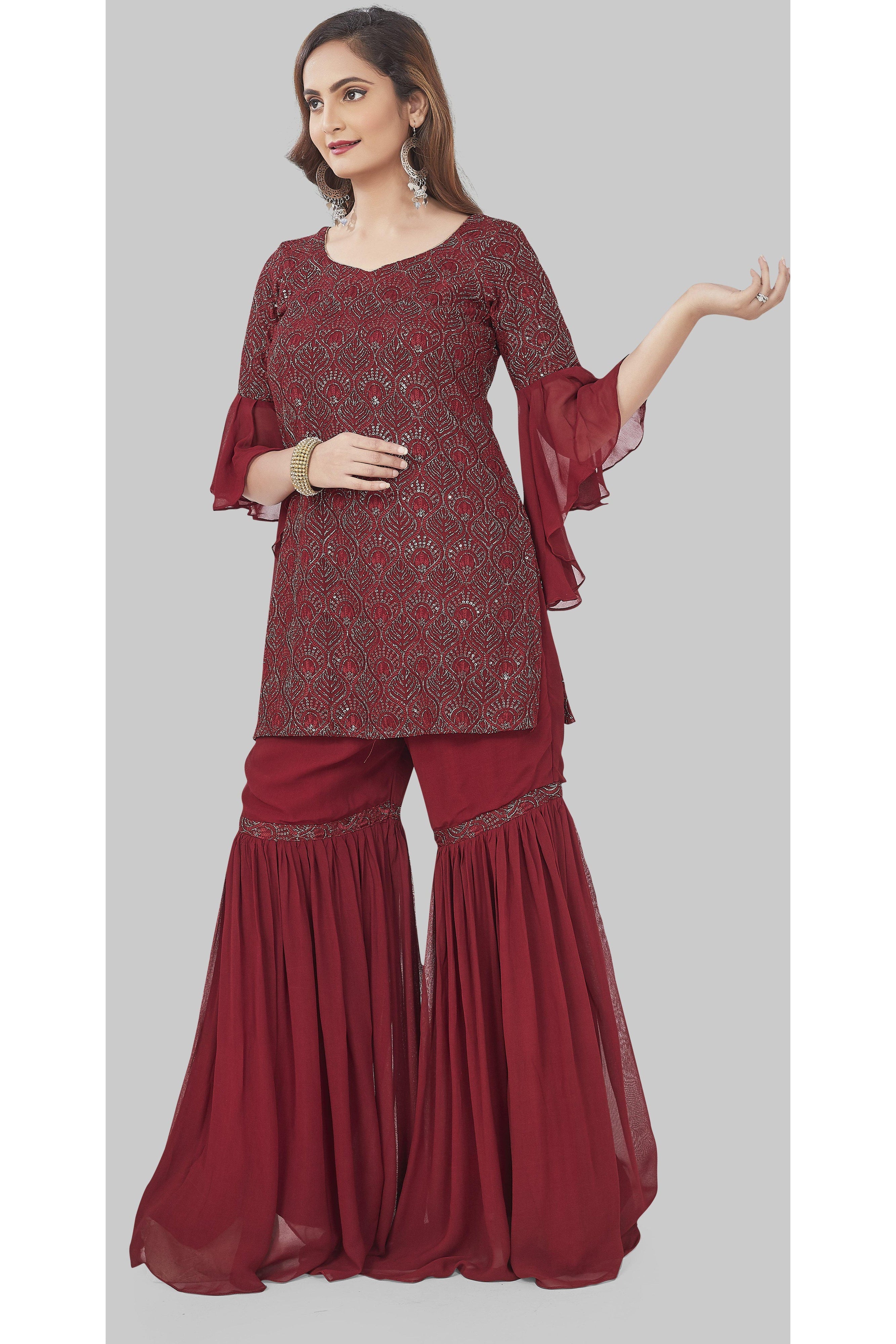 Maroon gharara outlet