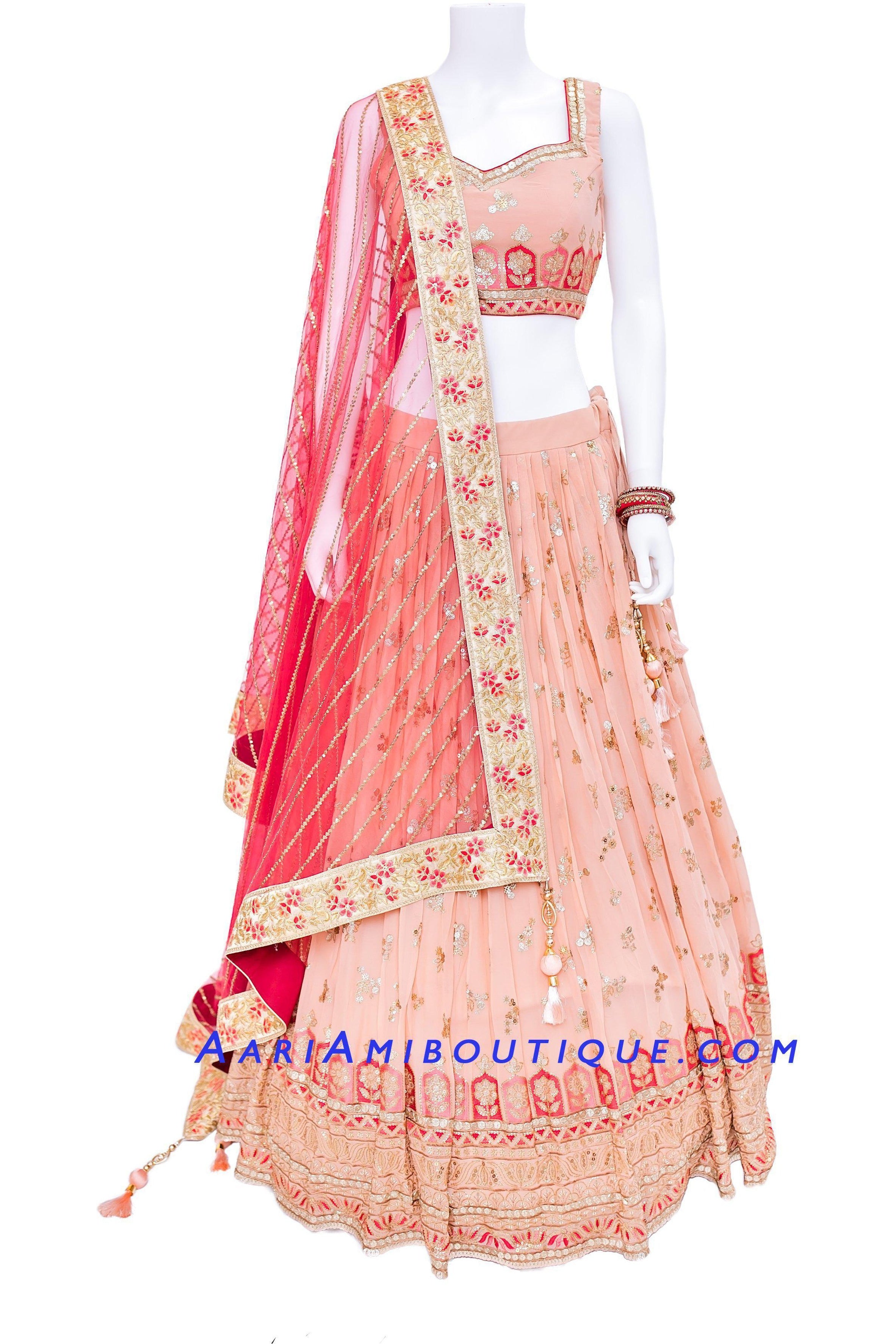Peach And Grey Color Silk Lehenga Choli For Party Function, designer,  wedding lehenga, lehenga cho… | Indian outfits, Indian designer outfits,  Indian fashion trends
