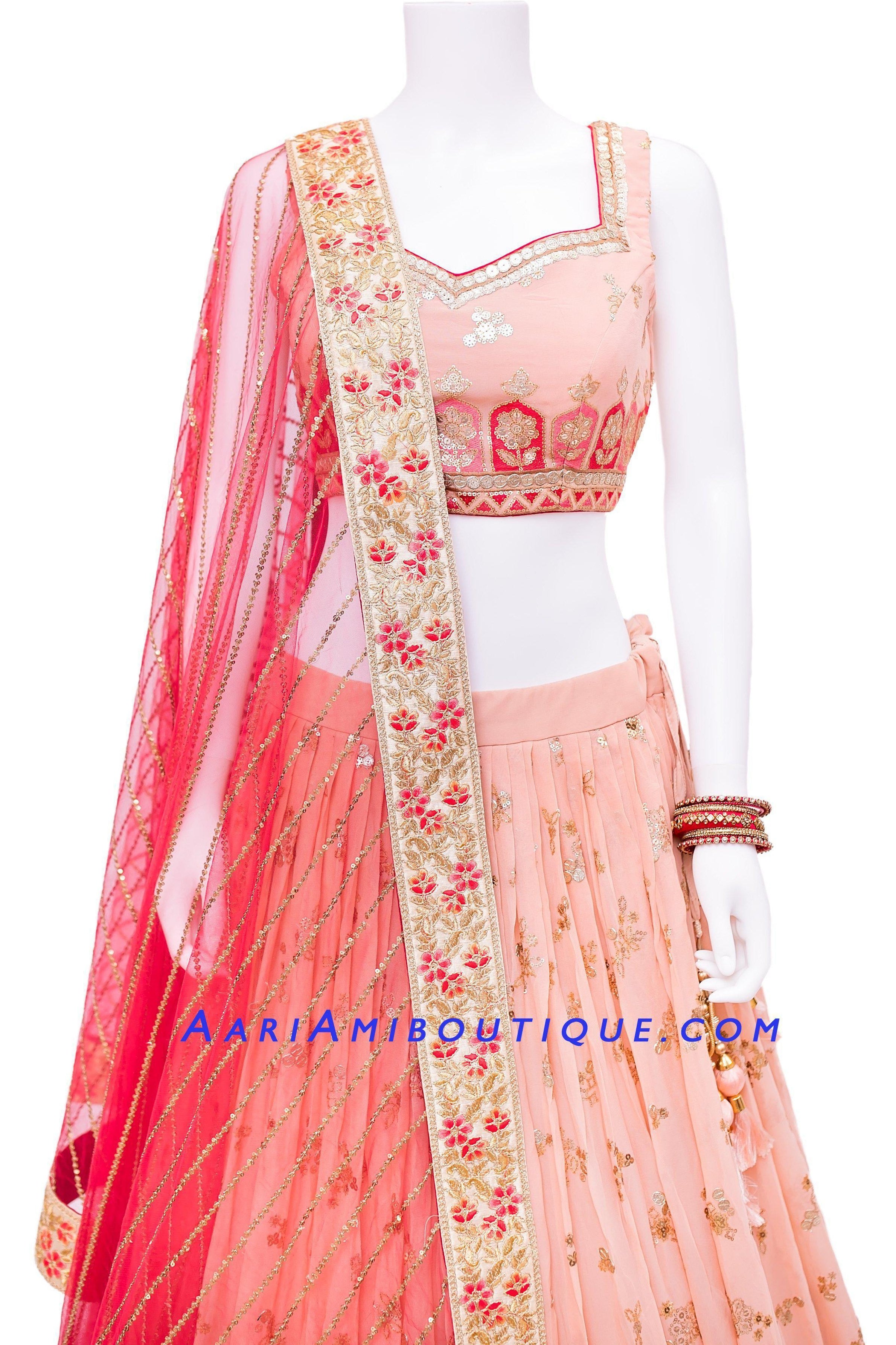 Photo of Bride in Orange Pink and Red Lehenga | Indian bridal fashion,  Indian bridal wear, Indian bridal