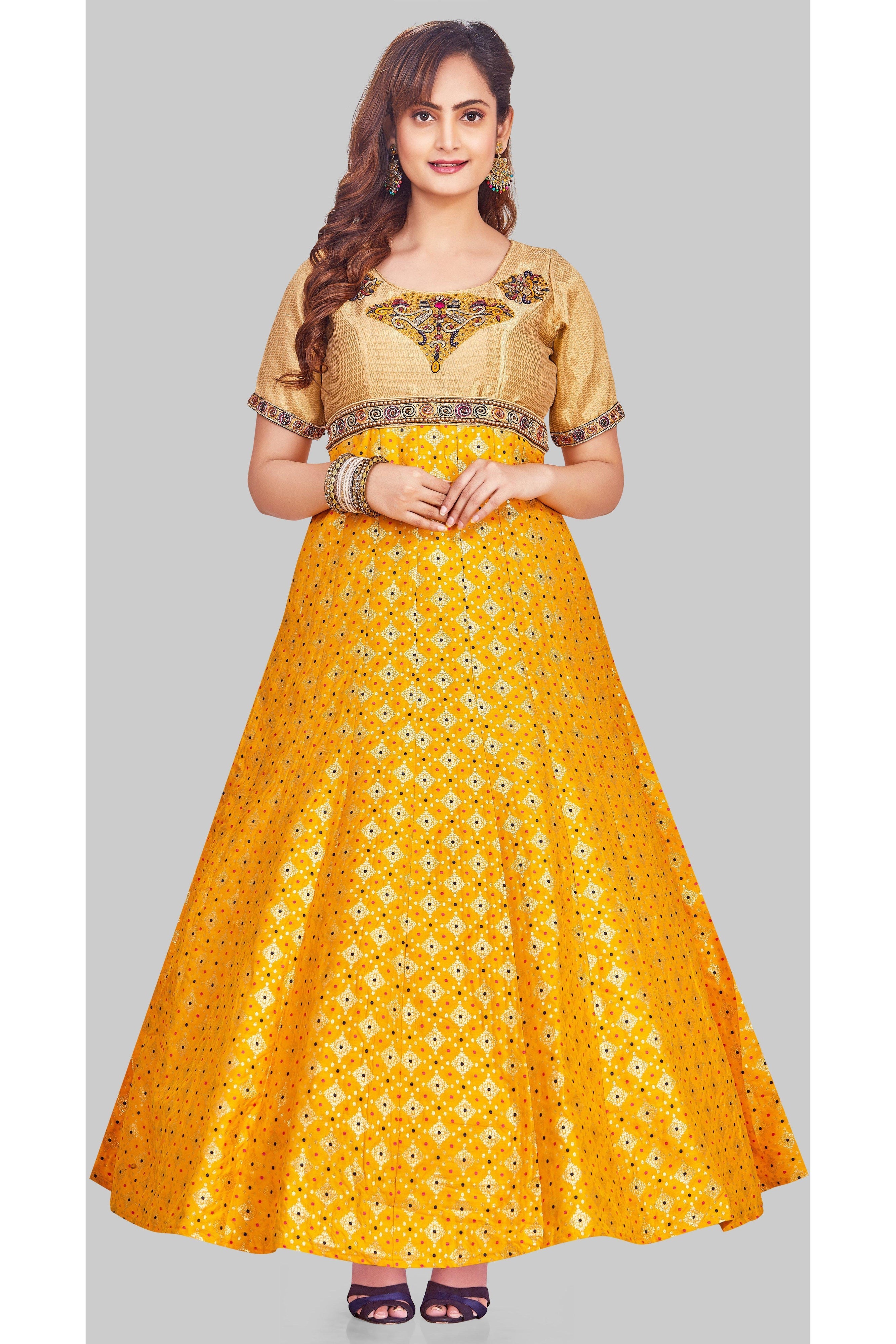 Brocade sales anarkali dresses