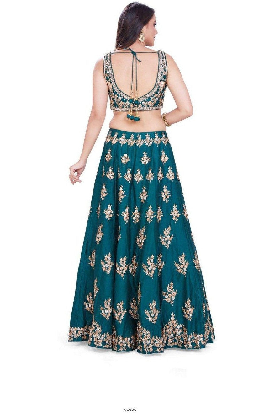 Olive Green Velvet Lehenga