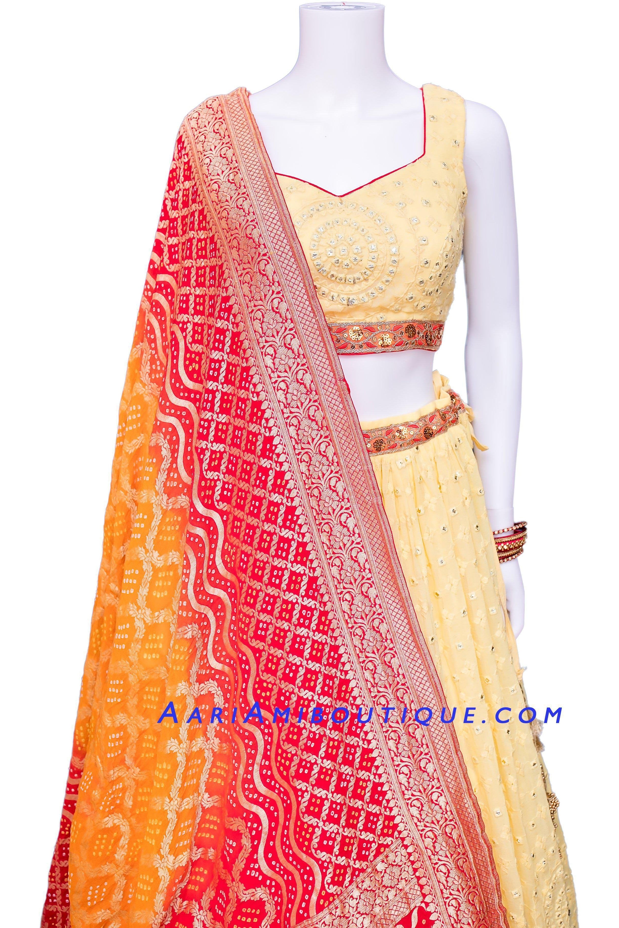 White Color Georgette Lucknowi Work Latest Lehenga Choli Wit